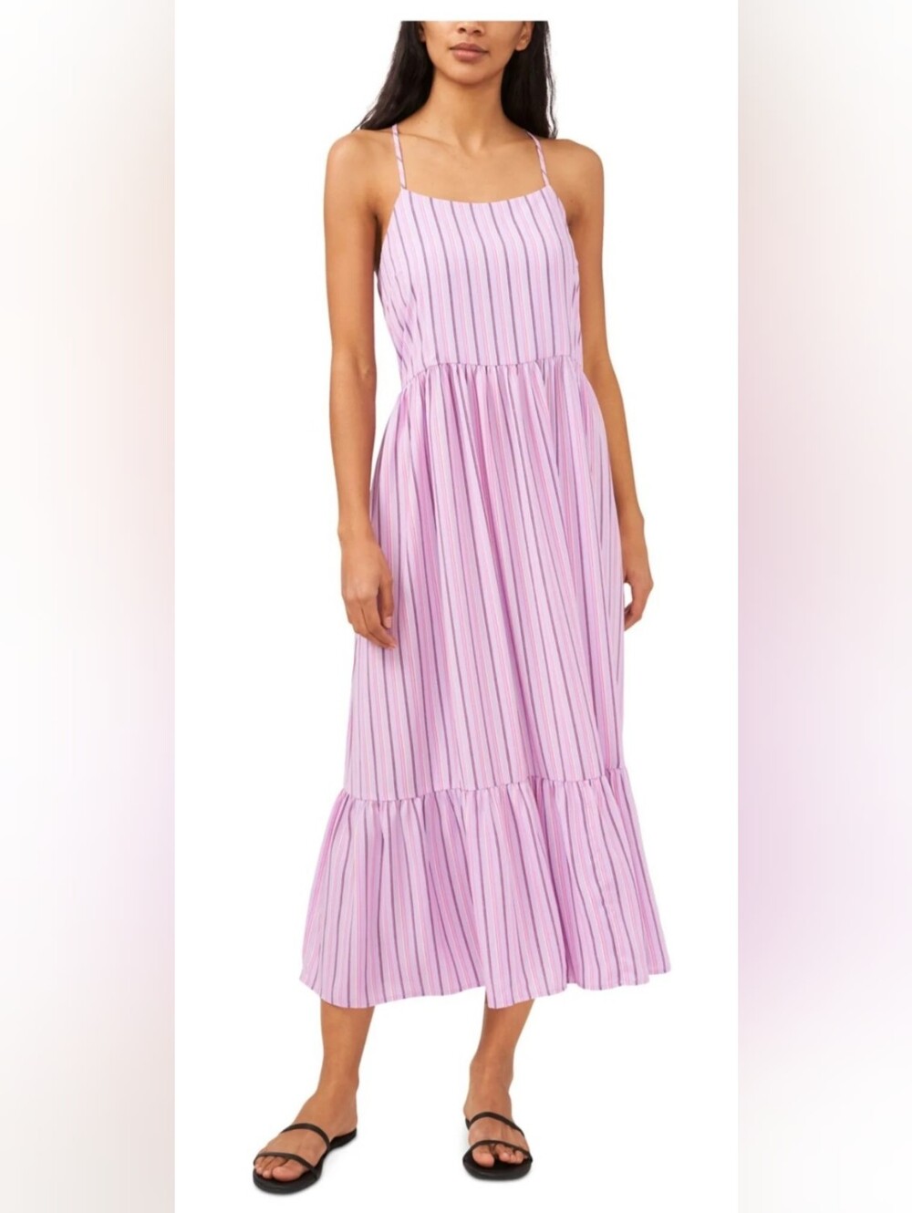 NWT!Fall Garden Party Boho Lilac Ruffled Women's Cocktail Striped Maxi Dress XXS